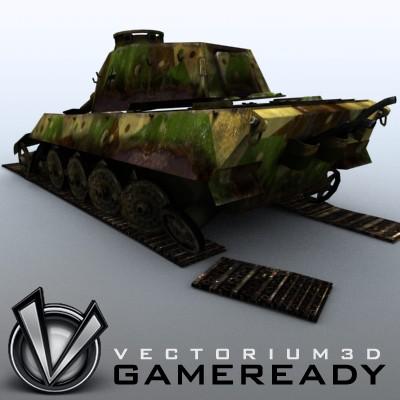 3D Model of Game Ready Low Poly King Tiger model - 3D Render 0